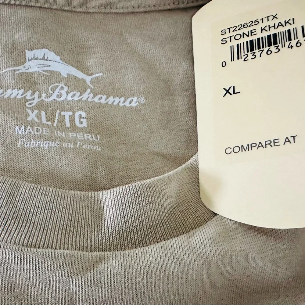 Tommy Bahama Men’s PARADISE FAIRWAY T-Shirt Size XL Color Stone Khaki Golf - Picture 3 of 4
